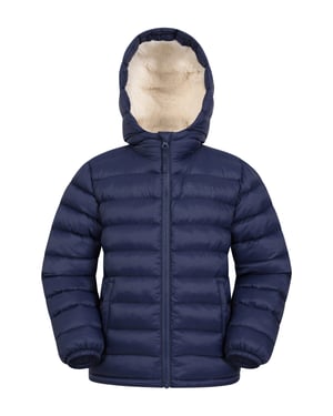 'Seasons' Kids Padded Jacket with Side Pockets Fur Lined Water Resistant School Coat Navy