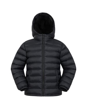 'Seasons' Kids Padded Jacket with Side Pockets Fur Lined Water Resistant School Coat Black