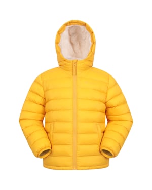 'Seasons' Kids Padded Jacket with Side Pockets Fur Lined Water Resistant School Coat Mustard