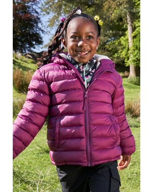 'Seasons' Kids Padded Jacket with Side Pockets Fur Lined Water Resistant School Coat Berry