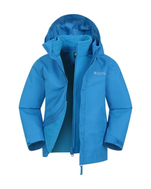 'Fell' Kids 3 in 1 Jacket with Pockets Water Resistant Hooded Coat Medium Blue