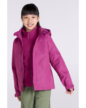 'Fell' Kids 3 in 1 Jacket with Pockets Water Resistant Hooded Coat Berry