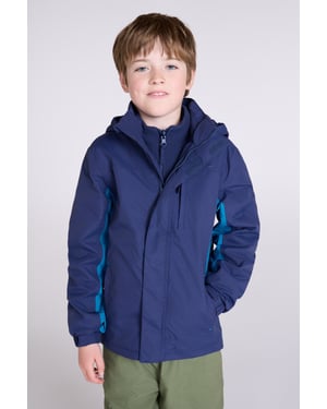 'Cannonball' Kids Waterproof Jacket with Multiple Pockets Breathable Warm Coat Blue
