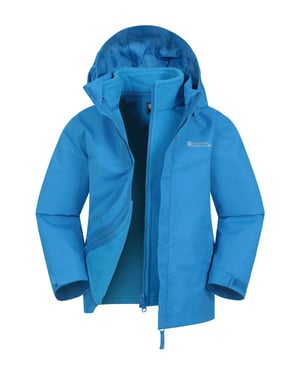 'Fell' Kids 3 in 1 Jacket with Pockets Water Resistant Hooded Coat Blue/Navy