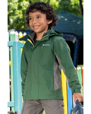 'Cannonball' Kids Waterproof Jacket with Multiple Pockets Breathable Warm Coat Forest Green
