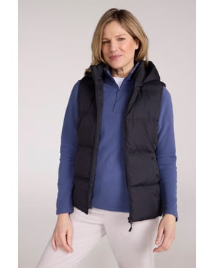 'Astral' Padded Gilet with Side Pockets Water Resistant Hooded Jacket Black