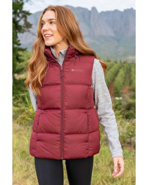 'Astral' Padded Gilet with Side Pockets Water Resistant Hooded Jacket Dark Red