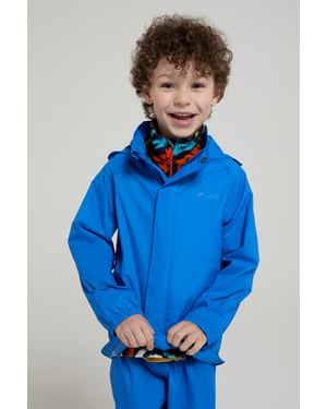 'Pakka' Kids Jacket Waterproof Wind Resistant Stylish Travelling Hooded Coat Blue/Navy