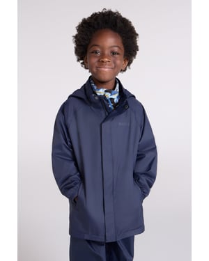 'Pakka' Kids Jacket Waterproof Wind Resistant Stylish Travelling Hooded Coat Dark Blue