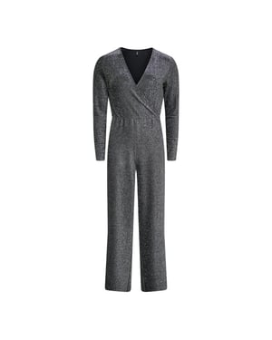 Only Onlrich ls glitter jumpsuit jrs zilverkleurig