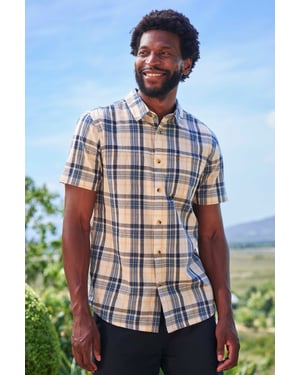 'Holiday' Men's Cotton Shirt Buttoned Breathable Summer Top Light Blue