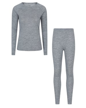 Women's Merino Top & Pants IsoTherm Cosy Outdoors Base Layer Set Light Grey