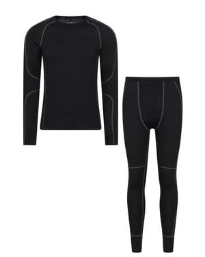 'Asgard' Men's Merino Top & Pant Set Quick Drying Walking Skiing Activewear Black