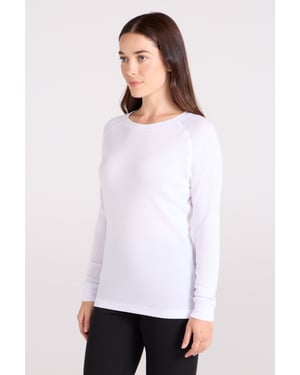 'Talus' Women's Long Sleeve Top Quick Dry Round Neck Thermal Base Layer White