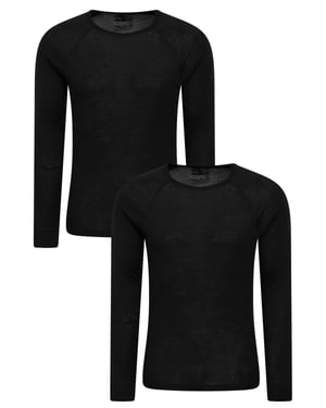 Men's Merino Base Layer Top IsoTherm Breathable Everyday Sweater - Pack of 2 Black