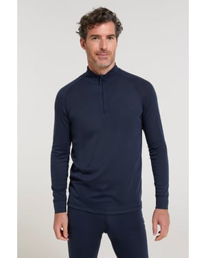 'Talus' Men's Base Layer Top Long Sleeve Zip Neck Comfy Thermal Sweater Navy