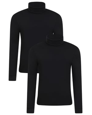 'Meribel' Men's Thermal Top Breathable Winter Base Layer - Pack of 2 Black