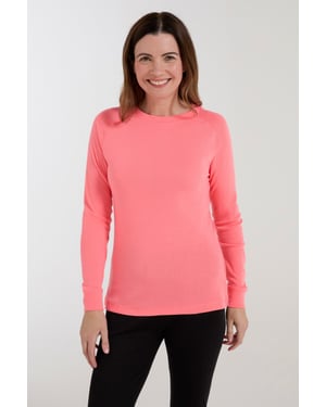 'Talus' Women's Long Sleeve Top Quick Dry Round Neck Thermal Base Layer Coral