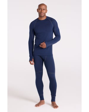 'Asgard' Men's Merino Top & Pant Set Quick Drying Walking Skiing Activewear Dark Blue