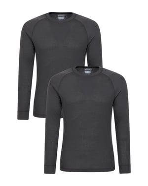 'Talus' Men's Thermal Base Layer Gym Top Long Sleeve Moisture Wicking - Pack of 2 Charcoal