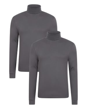 'Meribel' Men's Thermal Top Breathable Winter Base Layer - Pack of 2 Dark Grey