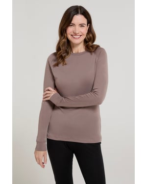 'Talus' Women's Long Sleeve Top Quick Dry Round Neck Thermal Base Layer Beige