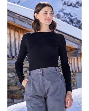 'Talus' Women's Long Sleeve Top Quick Dry Round Neck Thermal Base Layer Black