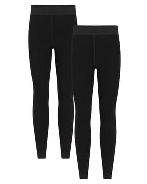 'Talus' Women's Thermal Gym Leggings Fleece Lined Warm Cosy Trousers - Pack of 2 Black