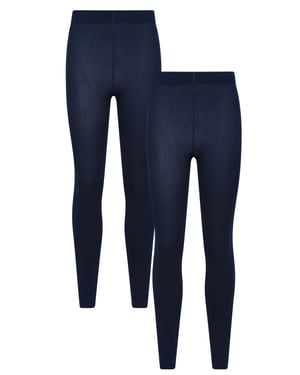 'Talus' Women's Thermal Brushed Leggings Warm Comfy Trousers - Pack of 2 Navy