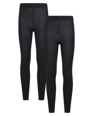 'Talus' Women's Thermal Brushed Leggings Warm Comfy Trousers - Pack of 2 Black