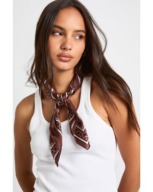 Satin Paisley Print Neckerchief Scarf