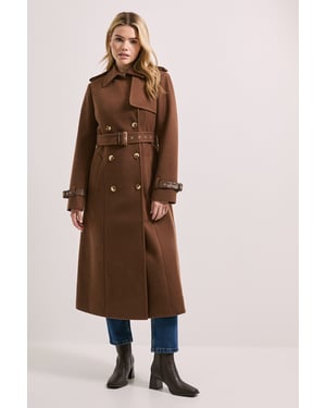 Cuff Detail Buttoned Longline Coat