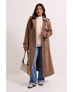 Petite Cuff Detail Buttoned Longline Coat