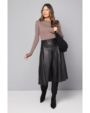 Faux Leather Midi Skirt
