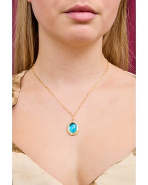 Gold Plated Turquoise Pendant Necklace