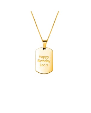 Gold Plated Stainless Steel Tag Pendant Curb Chain Necklace