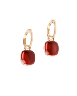 Gold Colour Red Dropper Huggie Hoops