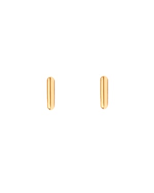 Gold Plated Simple Rounded Bar Flatback Stud Earrings