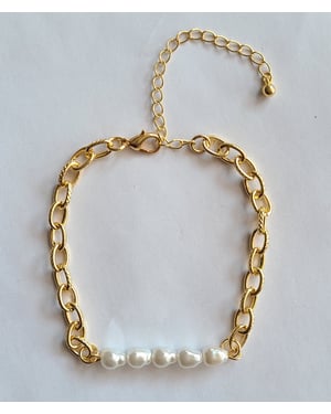 Gold Plated Chain And Pearl Stone Bracelet