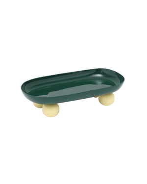 Present Time dienblad double funky oval retro green & soft yellow