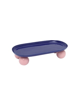 Present Time dienblad double funky oval cobalt blue & soft pink