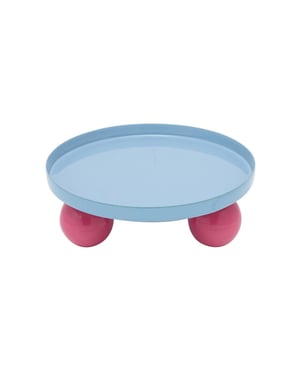 Present Time dienblad double funky rond soft blue & bright pink