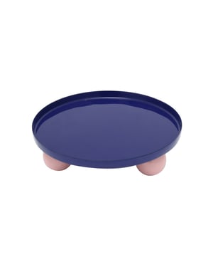 Present Time dienblad double funky rond large cobalt blue & soft pink
