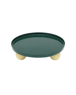 Present Time dienblad double funky rond large retro green & soft yellow