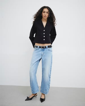 River Island Womens Jacket Black Collarless Button Up