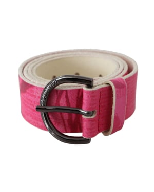 John Galliano Roze Leren Letterlogo Ringgesp Riem