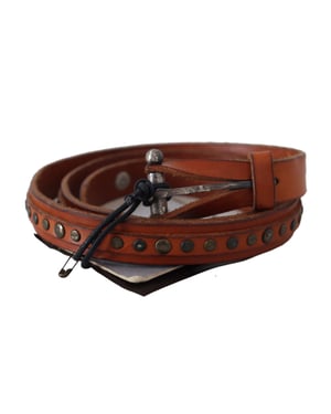 Scervino Street Brown Genuine Leather Rustic Silver Buckle Belt