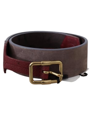 GF Ferre Bruine Leren Brede Gouden Chroom Logo Gesp Riem