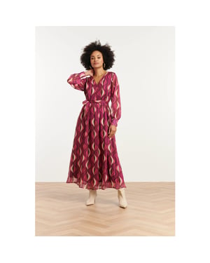 Smashed Lemon 25773 – chiffon maxi jurk met lurex detail |