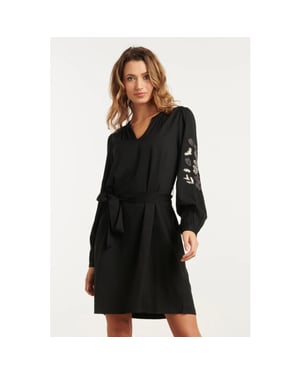 Smashed Lemon 25796 – jurk met handgeborduurde mouwen en ceintuur |
